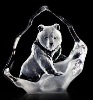 Mats Jonasson  Grizzly Bear - Miniature Glass Etching- MJ 88131