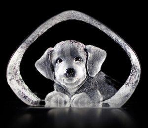 Mats Jonasson Dog-Miniature Crystal Etched Sculpture MJ 88142