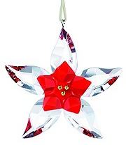 Swarovski Poinsettia Clear and Red Flower Ornament