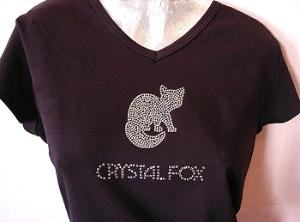 Swarovski Crystal Fox Logo Cotton knit short sleeve top