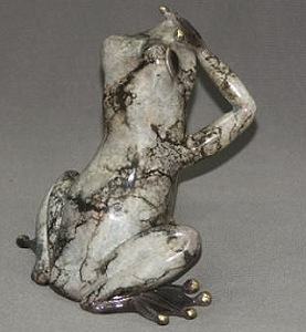 Speak no Evil, Silver-Marbled Bronze Frog by Barry Stein