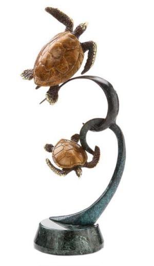 Double Turtles on Ribbon Sealife Sculpture 80134