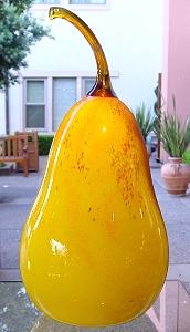 Glass Fruit, Yellow Pear, oversized 18.5