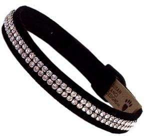 Dog Collar Black Ultrasuede with Swarovski Crystals 1/2