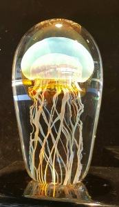 Blue Moon Glass Jellyfish Sculpture Satava small size,
