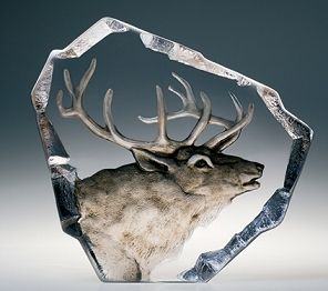 Mats Jonasson Etched Crystal Stag - MJ 33947