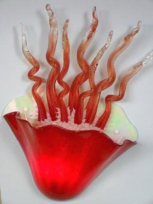 Red Jellyfish Glass Wall Sconce Light