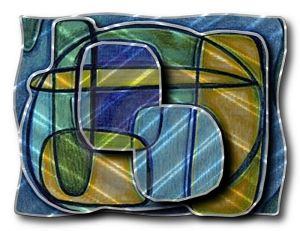 Blue Oblong  Metal Wall Art Panel