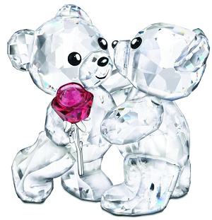 Swarovski Kris Bears - A Rose For You - 2 Swarovski Bears with Rose