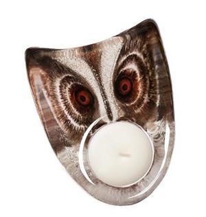 Owl -Uggla Mats Jonasson Crystal Tea light candle holder 69029