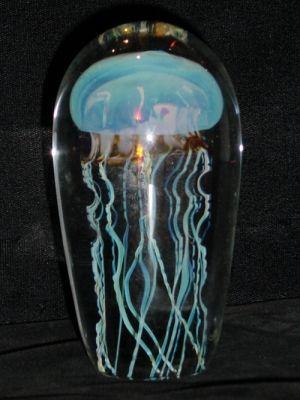 Blue Moon Glass Jellyfish Sculpture Satava small size