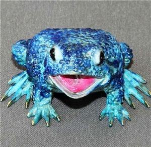 Boobala Multi Blue Bronze Frog Sculpture by Barry Stein