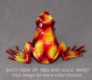 Red and Gold Mikey Bronze Frog Sculpture
