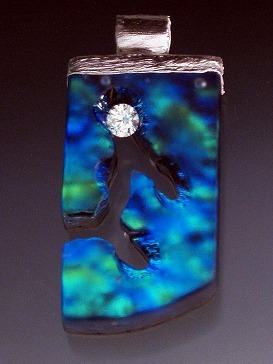 Hidden Treasure Dichroic Pendant - IG Green IG Blue