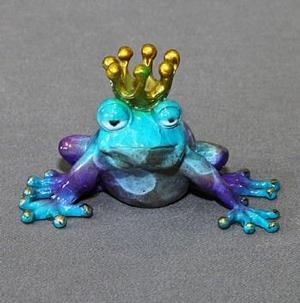 Barry Stein Blue Head Purple Frog Prince Bronze Sculpture