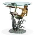 Mermaid and Sea Turtles Glass Top End Table