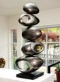 "Rock" Line White Free Form Contemporary Wood Sculpture