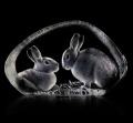 Mats Jonasson Etched Glass Rabbits MJ Large