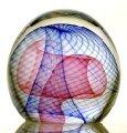 Round Paperweight, Folded pink and blue swirl veils