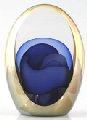 2 Panel Folded Opal and Blue Veil Paperweight, Amber