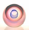 Round Blue and Pink Veils Paperweight, Mother of Pearl Exterior