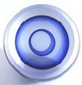 Round Paperweight with 2 Blue Veils, Frosted Exterior