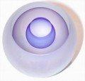 Round Paperweight with Blue and Violet Veil, Frosted Exterior
