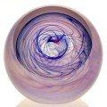 Round Folded Pink & Blue Swirl Veil Paperweight, Mother of Pearl Ext.