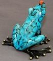 Blue Topaz Don't Bug Me Bronze Frog Sculptureby Barry Stein