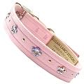 Paw Print Dog Collar Pink Ultrasuede with Swarovski Crystals 5/8"