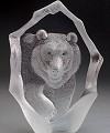 Brown Bear-Etched Glass by Mats Jonasson, Ltd Edition - MJ 33125