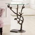 Bird and Pinecone Glass Top Pedestal Table