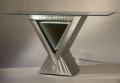 Vectors Brushed Aluminum and Glass Top Console Table