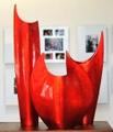 "Crescent Vases II" -Orange Lotus Free Form Wood Sculpture Set