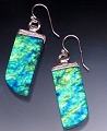 Geo Dangle Pierced Earrings Dichroic Glass- IG Green