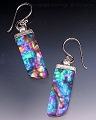 Geo Dangle Pierced Earrings Dichroic Glass AB-TRQ-CHRYS