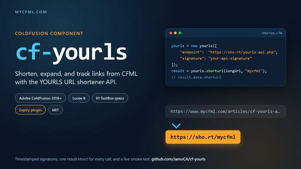 Shorten, expand, and track links from CFML with the YOURLS URL shortener API.